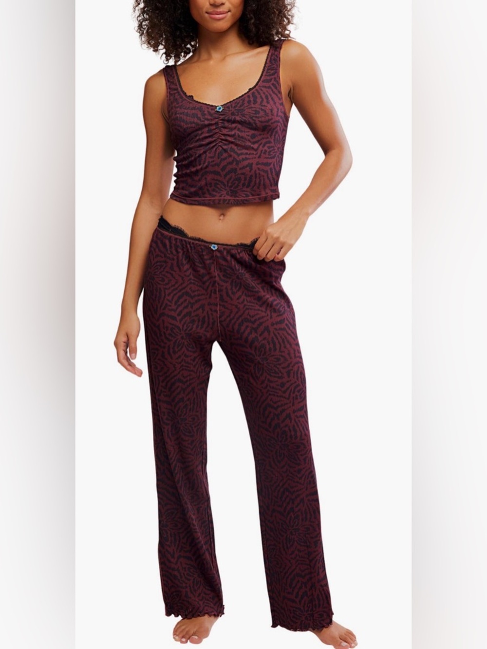 Fresh in Love Pointelle Pajamas NWOT black combo